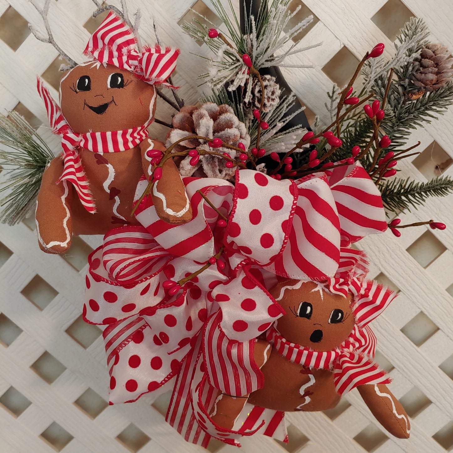 Handmade Gingerbread Wall Hanging | Christmas Greenery with Bow