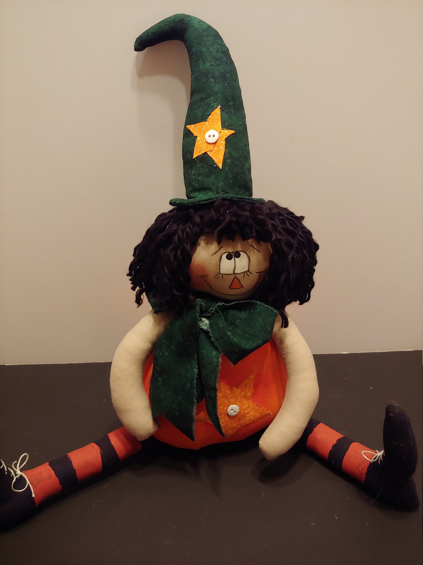 Handmade Witch Pumpkin Doll | Wreath Attachment or Table Accen