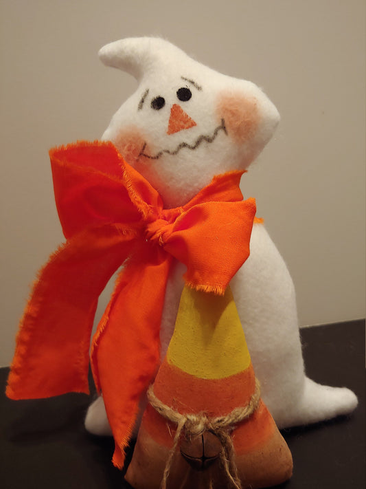 Handmade Ghost Wreath Attachment | Cute Halloween Décor with Candy Corn