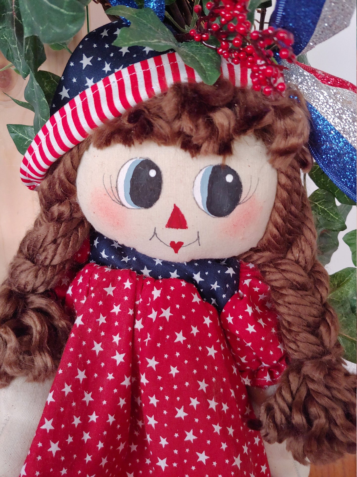 Patriotic Red White Blue Summer Wreath 4th of July Decoration