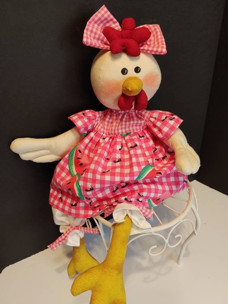 Handmade Chicken Wreath Attachment or Table Sitter | Watermelon Dress