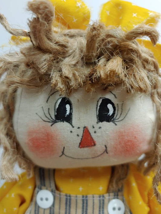 Handmade Scarecrow Wreath Attachment | Fall Doll in Denim Bibs