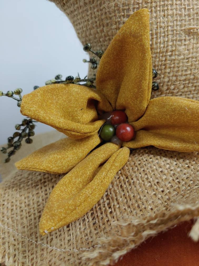 Handmade Scarecrow Pumpkin with Burlap Hat | Fall Wreath Attachment or Table Accent