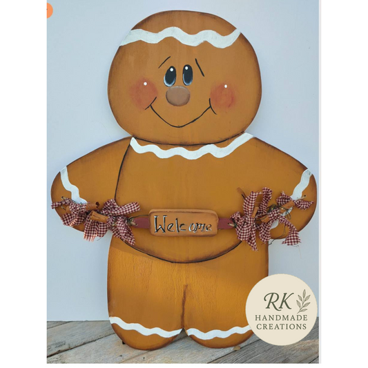 Handmade Wooden Gingerbread Welcome Sign | Rustic Christmas Door or Wall Décor