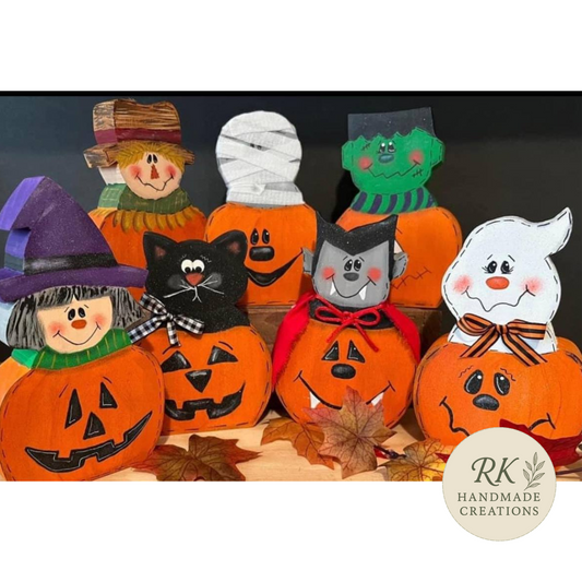 Hand-Painted Halloween Pumpkin Shelf Sitters | Choose 1 or Full Set of 7