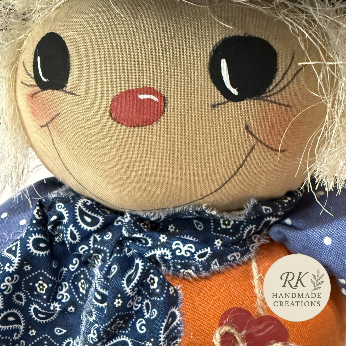 Handmade Scarecrow Pumpkin Doll | Fall Shelf Sitter Décor