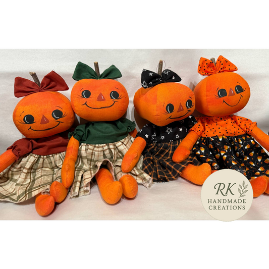 Handmade Pumpkin Dolls | Fall & Halloween Shelf Sitters | Set of 4 or Choose Your Favorite