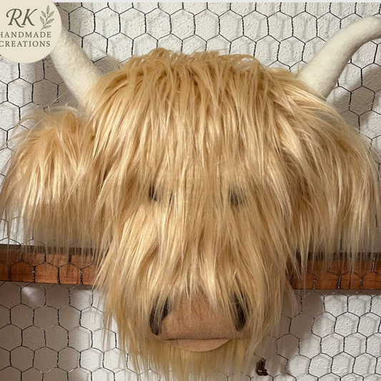 Handmade Highland Cow Wreath Attachment | Rustic Farmhouse Décor