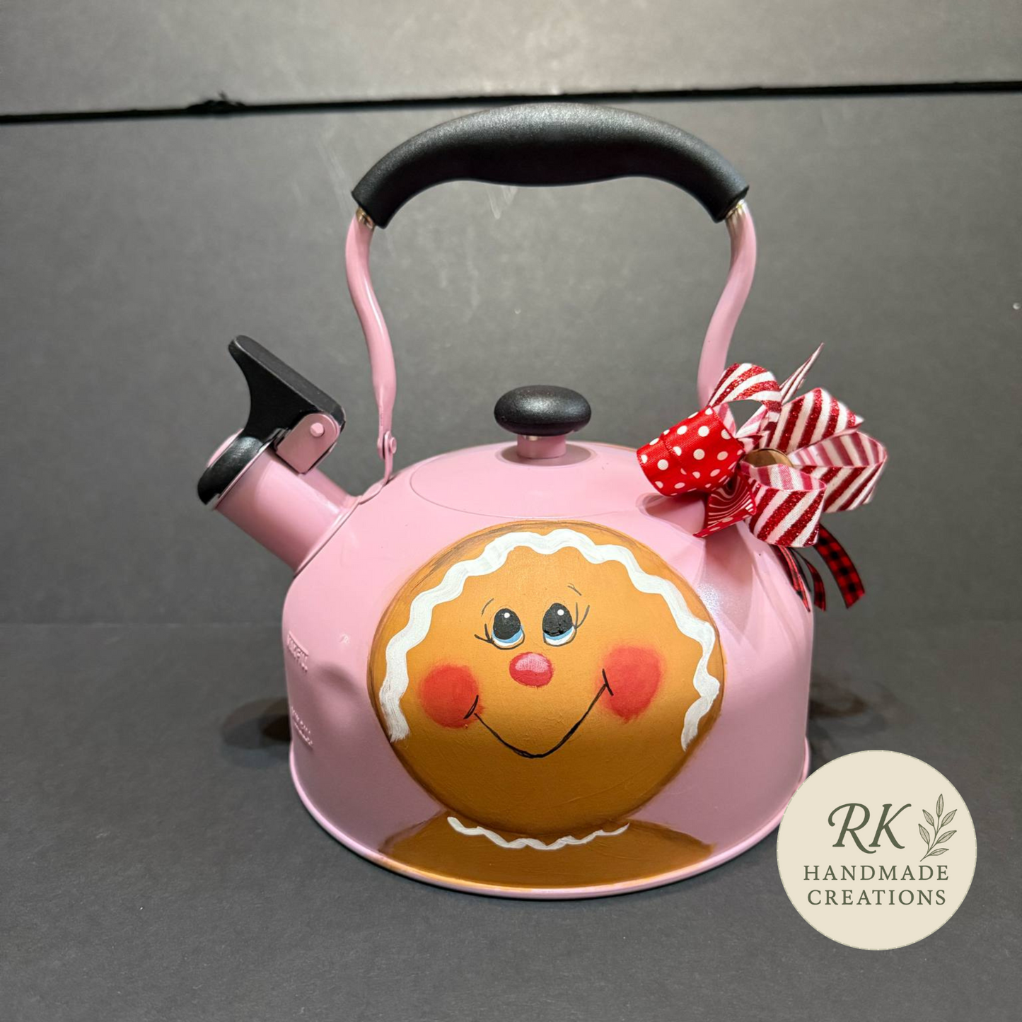 Hand-Painted Gingerbread Tea Kettle & Cake Cover | Holiday Kitchen Décor (Sold Separately or as a Set)