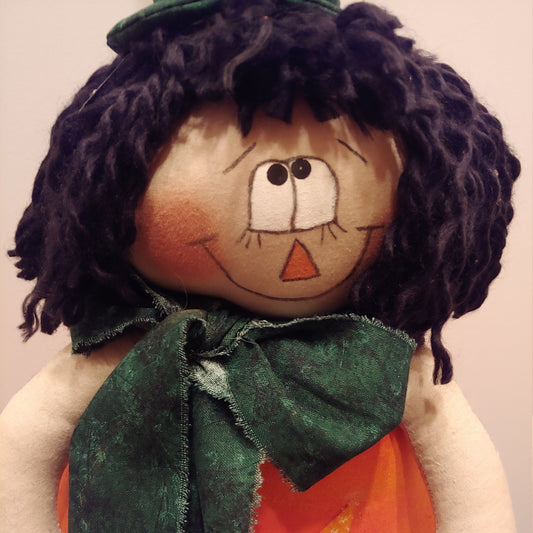 Handmade Witch Pumpkin Doll | Wreath Attachment or Table Accen