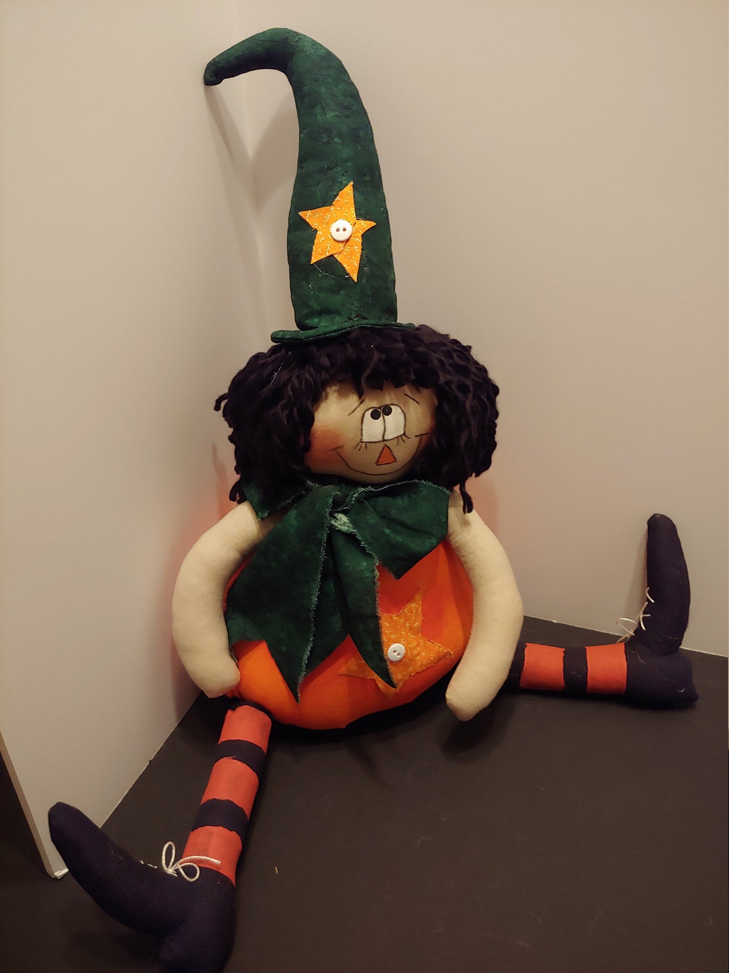 Fall Pumpkin Wreath attachment Pumpkin Witch Doll Sitter home decor