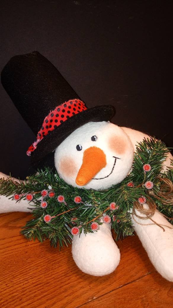 Snowman Decor Winter Wreath Attachment Shelf Sitter Christmas Holiday