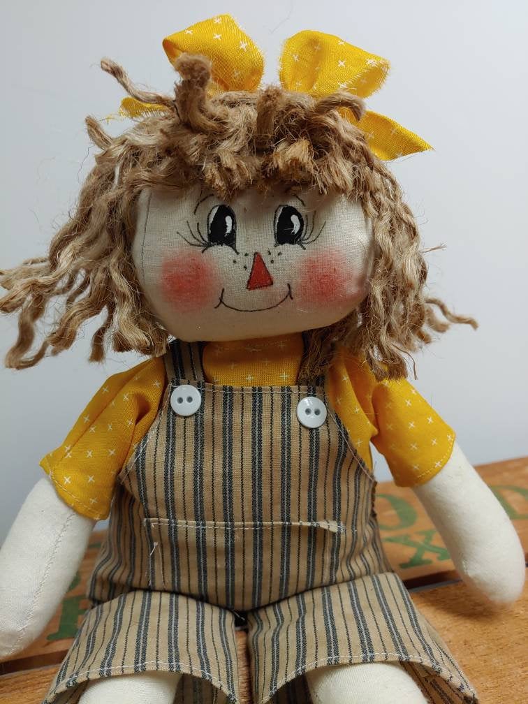 Scarecrow Girl Doll In Bibs