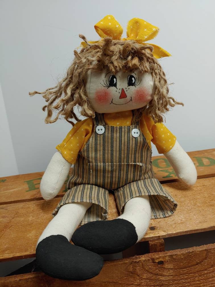 Scarecrow Girl Doll In Bibs